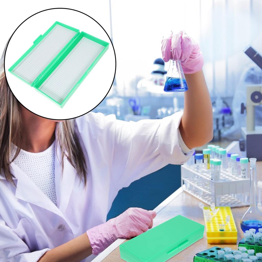 TOYMYTOY Microscope Slide Storage Specimen Slide Holds 50 Green Box, Case, Box, Slides,