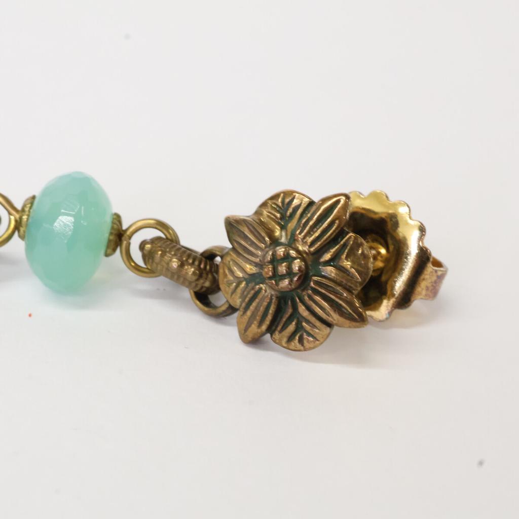 STEPHEN DWECK Flower Carving Color Stone Drop Earring Gold/BlueUsed