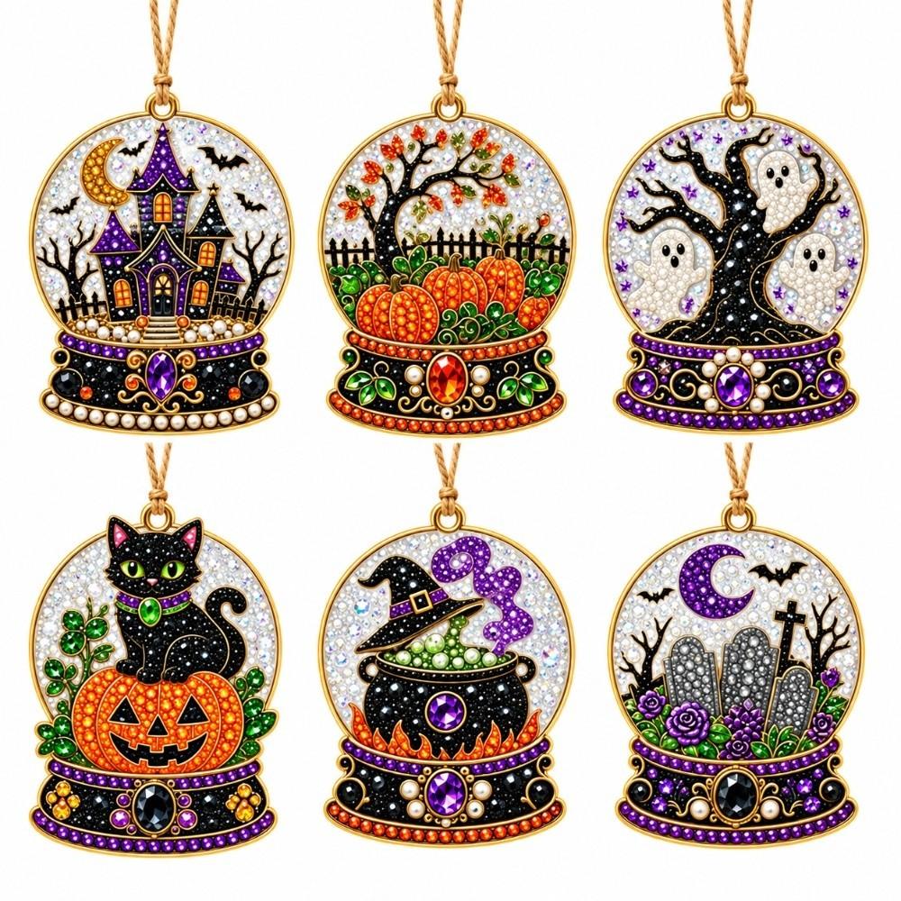 6 Stück/Set Metallkette Diamantmalerei-Set 3D Perlen Hängender Suncatcher Bastelartikel Weihnachtsdekoration