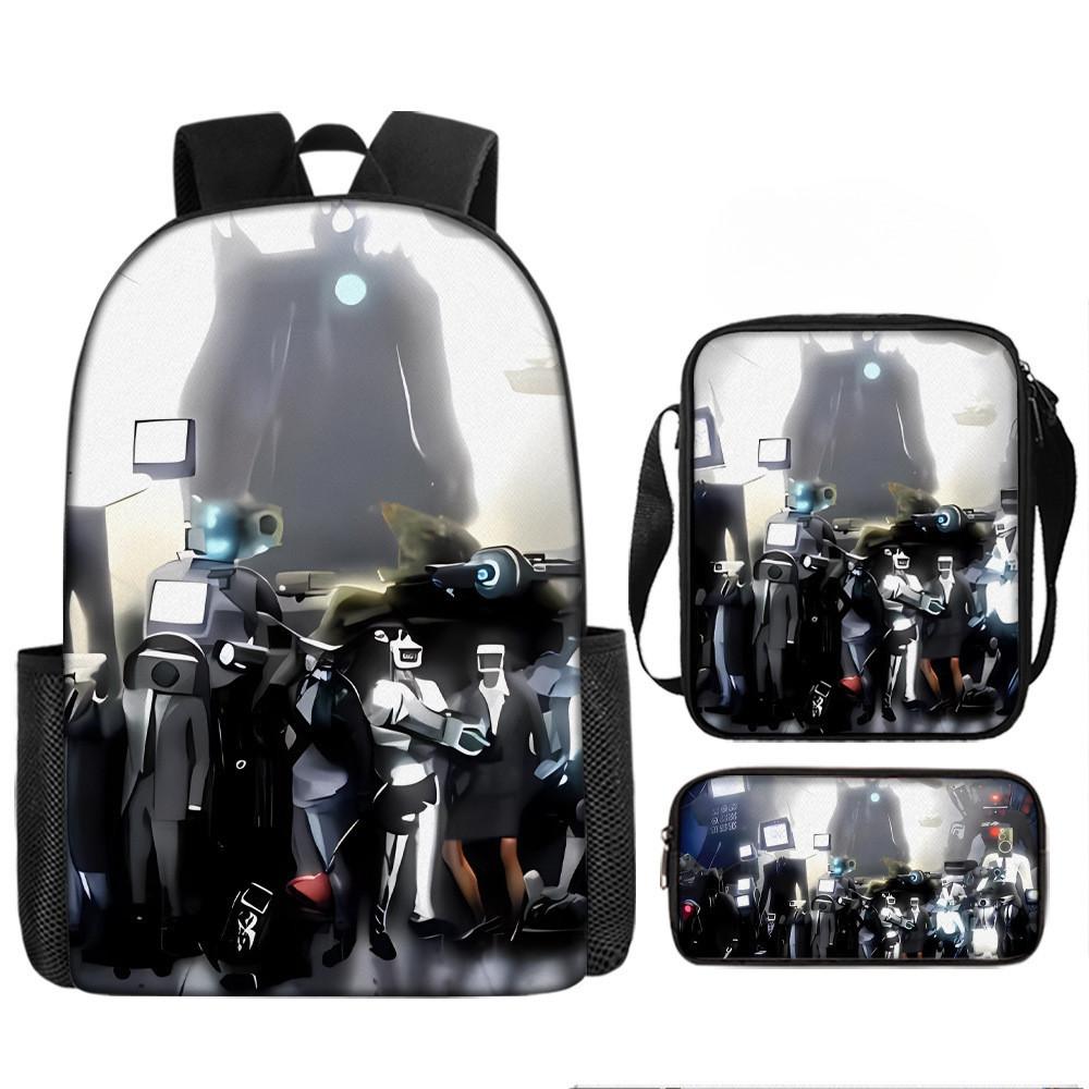 Skibidi Cartoon Toilet Printed Backpack Child Schoolbag Shoulder Bag Pencil Bag