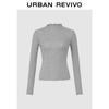 UR Women's Elegant Ruffle Stand Collar Long Sleeve T-Shirt