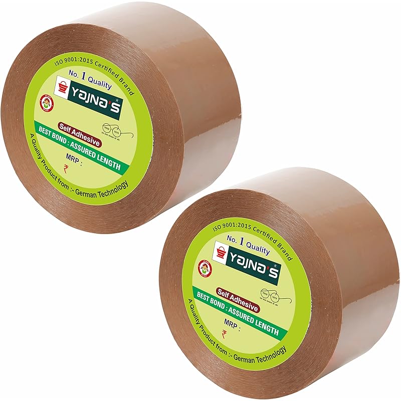 Yajnas 48Mm X 200 Meters, Pack Of 2, Brown Bopp Tape Self Adhesive High-Strength Packing Tape Rolls, Packaging Tape | Br