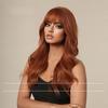 Wig Female Long Hair Orange Red Long Curly Hair Big Waves, Natural Simulation Girl Group Temperament Color Fashionable White Full Hood