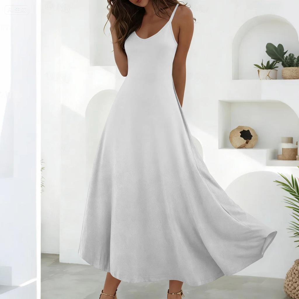 Summer Dresses For Women Dresses Long Flowy A Line Sleeveless Sundresses With Pockets