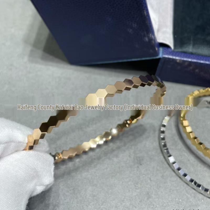 Luxury Honeycomb Polished Bangle: CNC High Version Fashion for Women