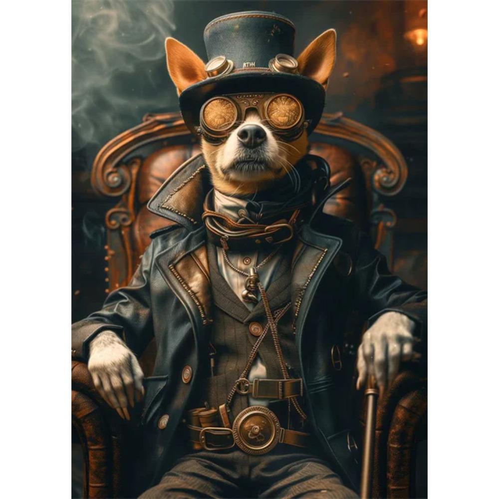 Steampunk Animals Royal Cat Sheep Dog Squirrel Rhino Posters Canvas Print Art Paintings Cuadros Wall Art for Living Room Decor