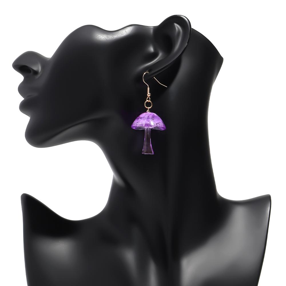 Colorful Clear Mushroom Acrylic Pendant Earrings for Women New Resin Glowing in The Dark Drop Earring Creative Jewelry Gift