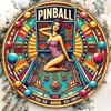 Retro Round Metal Pinball Sign 20cm Bar Cafe Decor