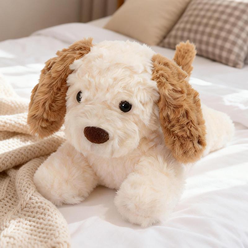 Cute Dog Plush Toy Brown Beige Lap Dog Soft Pillow Sofa Cushion Sleep Companion Doll Children's Birthday Gift for Girlfriend Boy