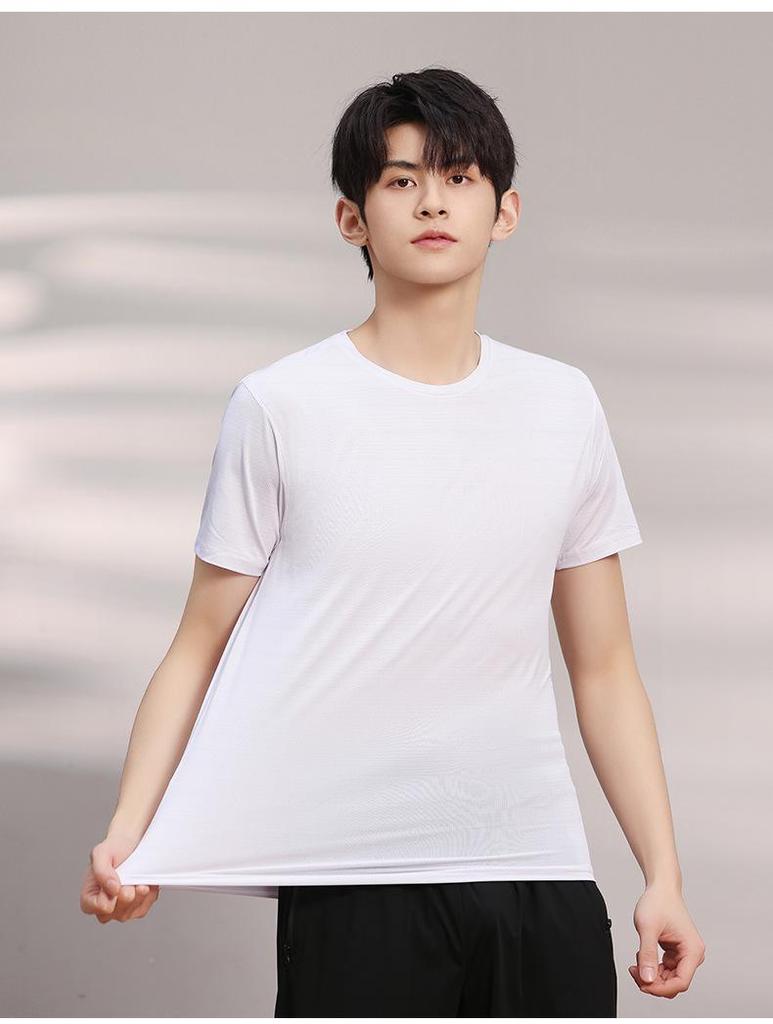 Custom Logo Ice Silk Quick-Dry Running T-Shirt - Crew Neck Short Sleeve Team Workwear