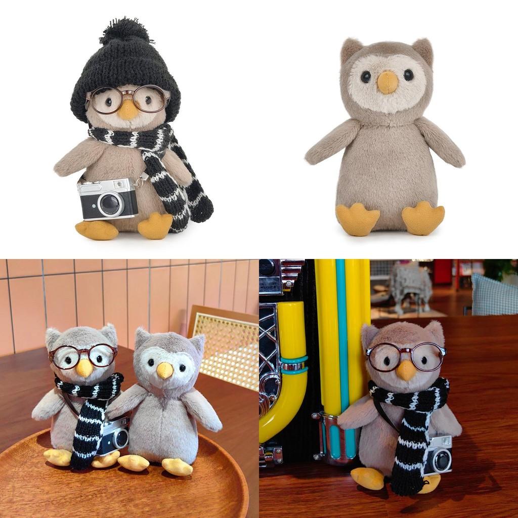 Entzückendes Weiches Plüsch Eulenpuppen Schal-Set mit Hut Kamera Brille für Kinder
