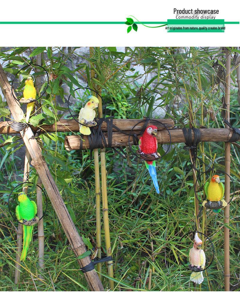 Parrot Tree Decoration: Cross-border Bird Model Resin Ornament for Courtyard