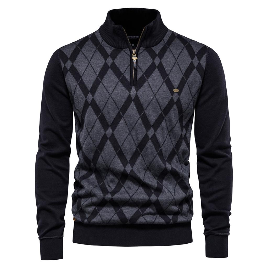 Autumn New Half Zipper British Long Sleeve Men's Sweater