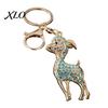 Zinc Alloy Key Chain Rhinestone Sheep Keychain for Backpack, Sparkly Goat Car Ring, Zodiac Pendant Decorative Lamb Backpacks and Handbags