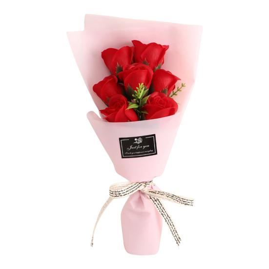 7 Head Artificial Rose Bouquet Handcrafted Soap Flower Petals Decoration Valentine's Day Anniversary Birthday Women Mother Wife Girlfriend Gifts