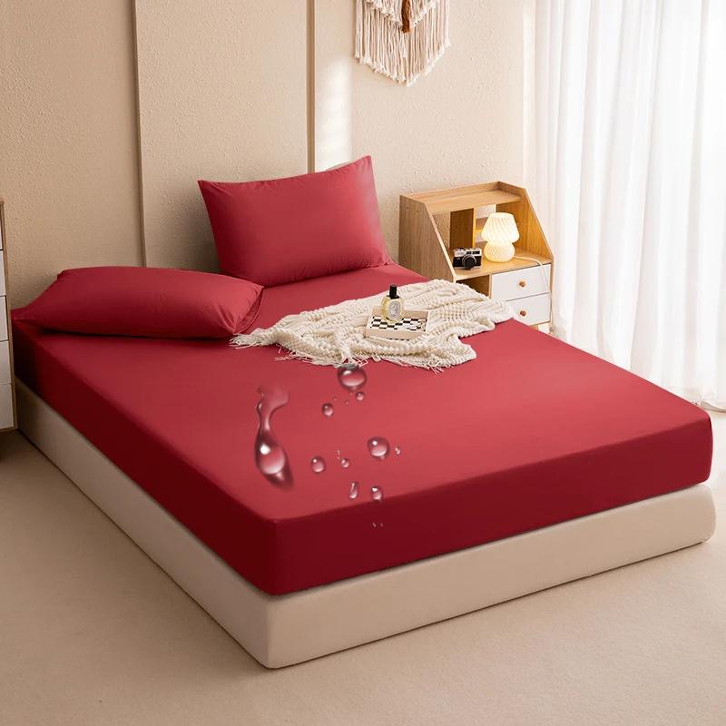 2025 Solid Color Waterproof Bed Sheet,Single Bed/Double Bed Fitted Sheet,Dustproof and Anti-Slip Mattress Protector