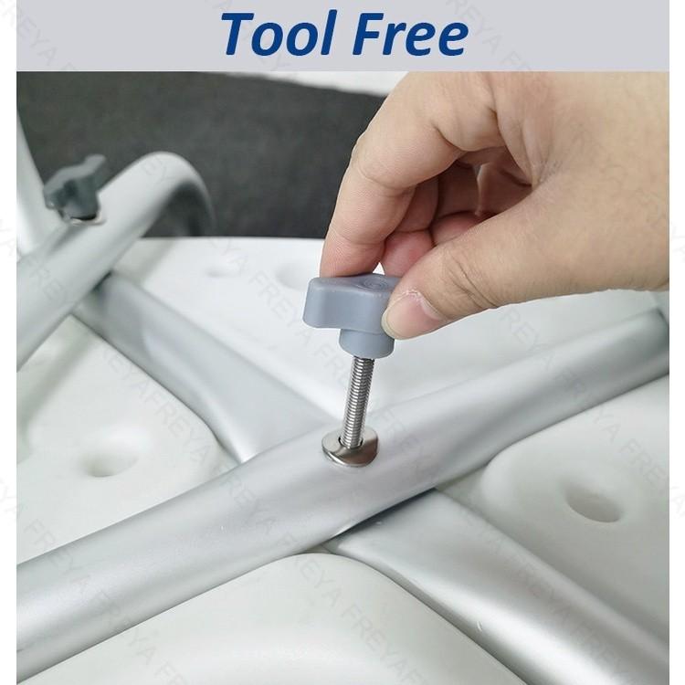 Rust-proof Aluminum Alloy Shower Chair for Elderly Height Adjustable Bathroom Toilet Commode Chair with Backrest