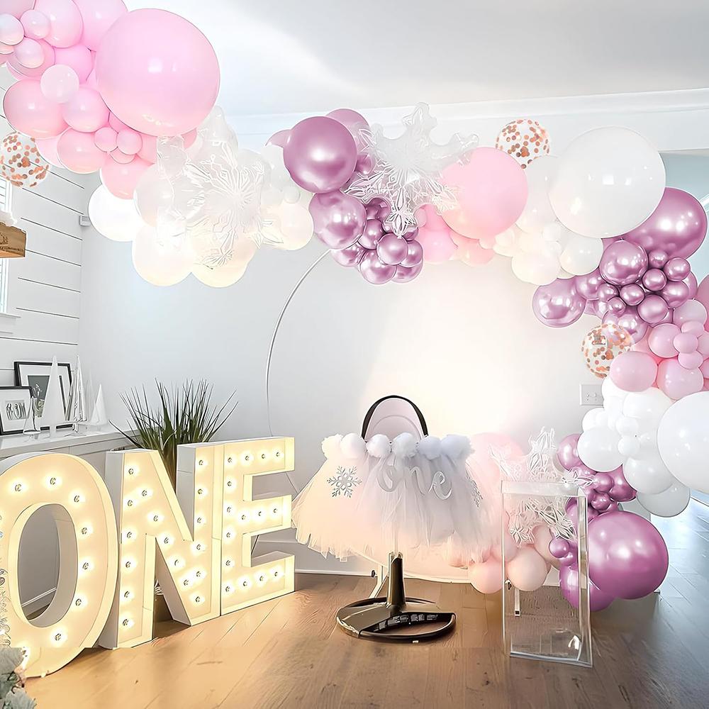 Pink Balloon Arch Kit White Metallic Pink Confetti Balloons Garland Wedding Baby Shower Gender Reveal Birthday Party Decoration