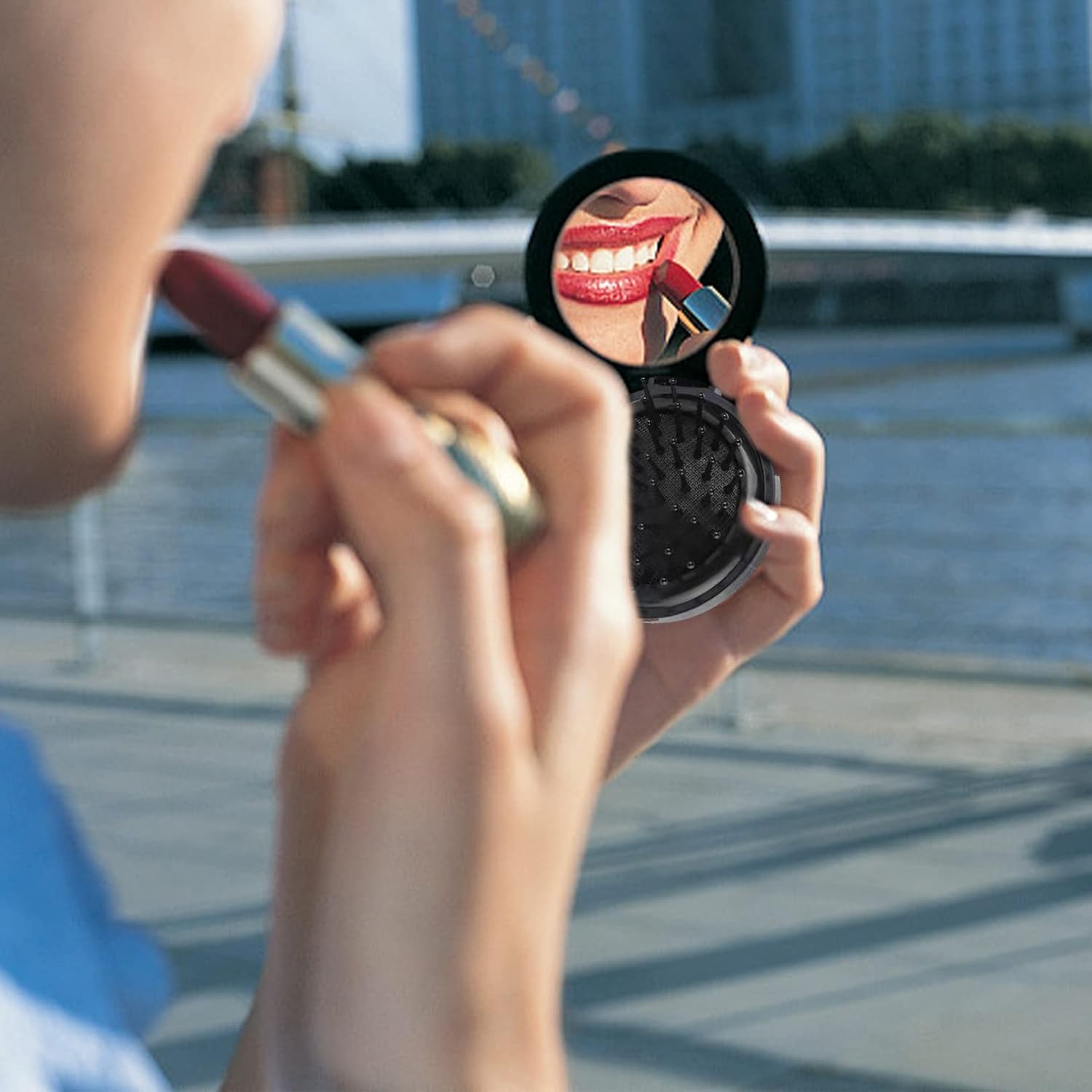 Mini Hair Brush | Foldable Travel Mirror Hair Brushes | Detangling Hairbrush with Mirror | 2Pcs Round Pocket Hair Brush Compact Hair Brush Hair