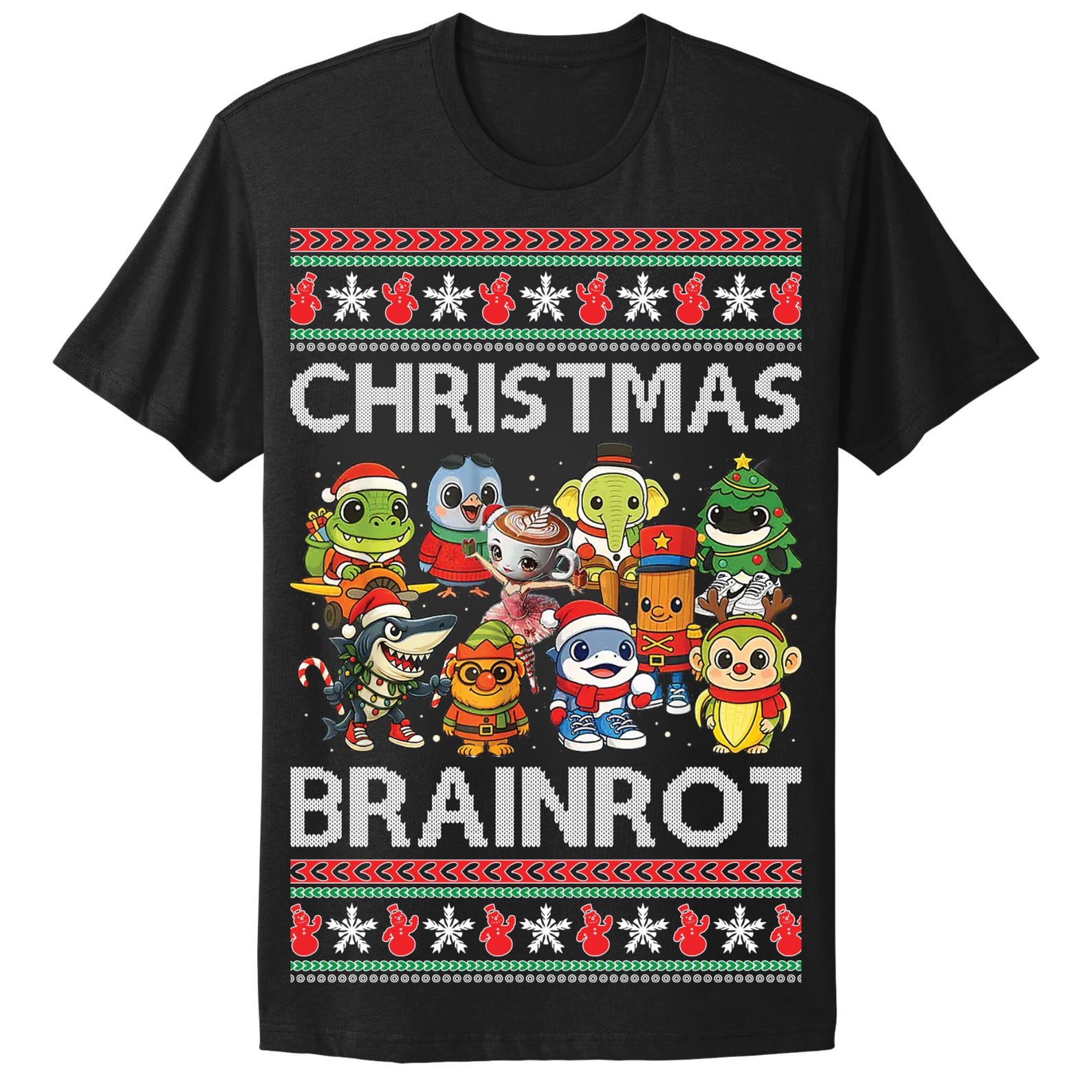 Ugly Christmas T-Shirt Christmas Brainrot Tee Shirt M