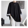 Men T Shirts Summer Men's Women Oversized Korean Style Loose Plaid Casual Seven Sleeves White