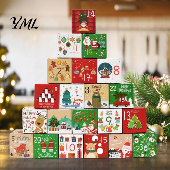 Christmas Countdown Blind Box 24 Pcs DIY Advent Calendar Boxes, Days Gift Box, Party Favor Containers Empty Cardboard Number To Fill for Adults, Kids,