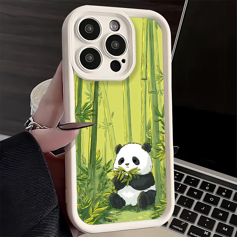 Phone Case for iPhone 17 Air 16E 15 16 Pro Max Cute Cartoon Panda Cover 14 Plus 13 12 Mini Soft Shell Silicone Fundas