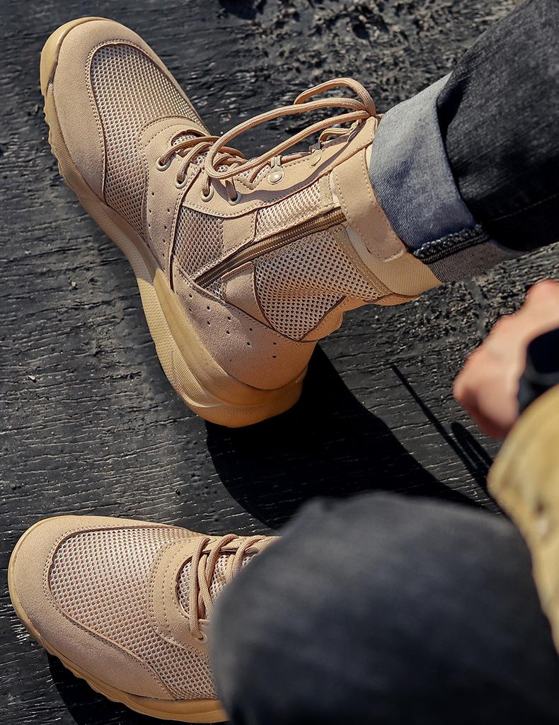 Ghete Tactice de Luptă de Vară: Respirabil, Ușor, High-Top pentru Bărbați și Femei, cu Fermoar Lateral.