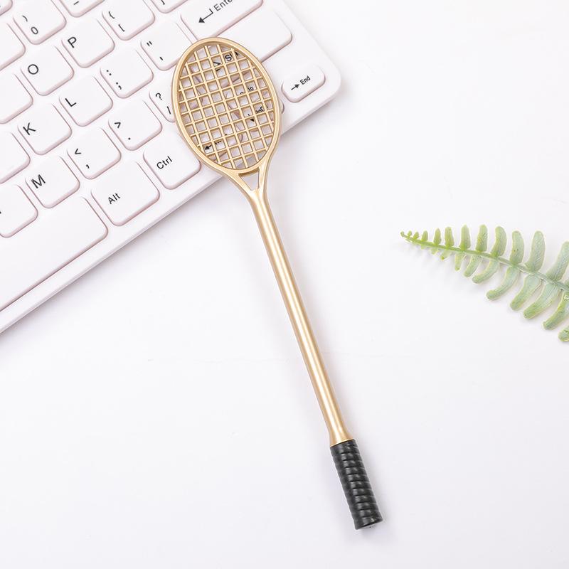 5 sztuk kreatywny projekt rakiety tenisowej śliczne Kawaii kolor metalu neutralne długopisy dla dzieci prezent szkolny DGYNIL0108C