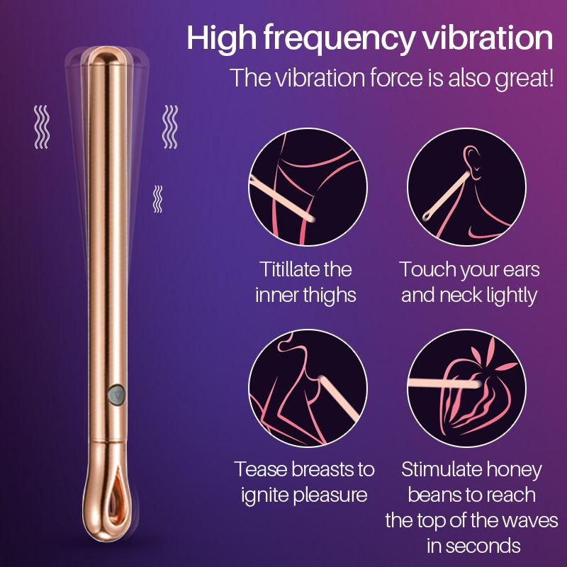 Gold Metal Slim Vibrators For Women Clitoris Vaginal Anal Stimulator Masturbator Vibrator