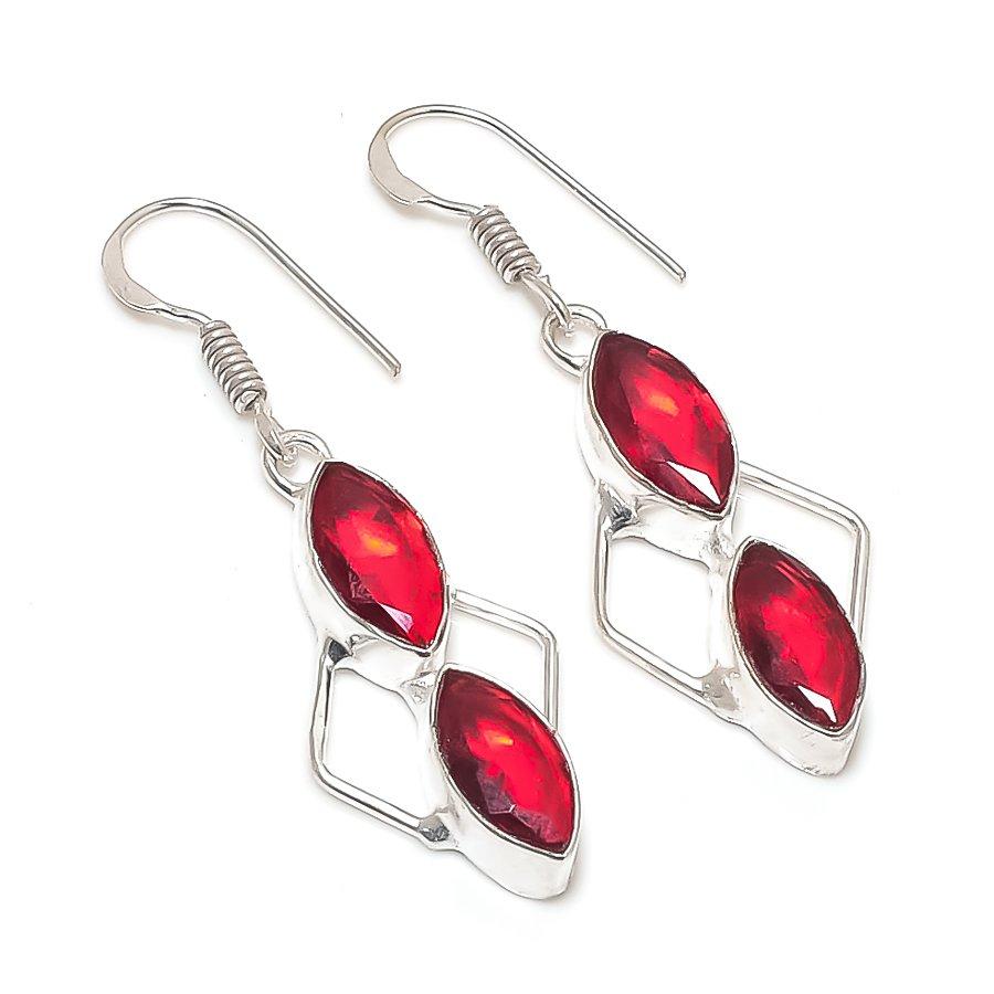 

Natural Mozambique Garnet 925 Sterling Silver Jewelry Earring 2.21 T2b28