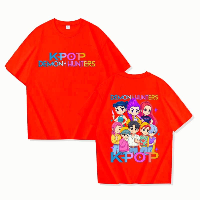 Funny Kpop Demon Hunters Print T-Shirt Women Men Loose Short Sleeve Round Neck Top Female Casual Shirt Tees