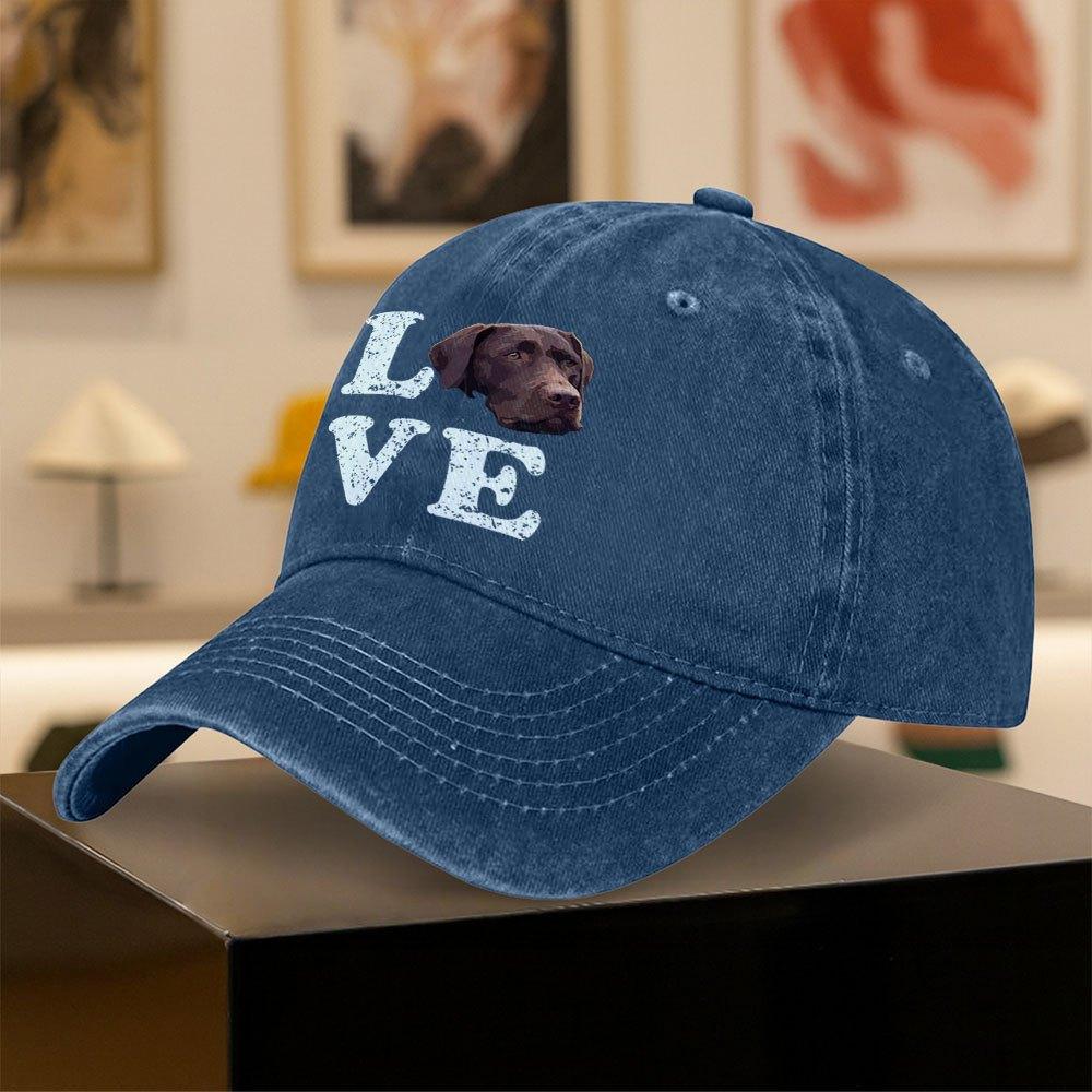 Vintage Washed Baseball Cap with Chocolate Labrador Print  Unisex Outdoor Sports  Daily Wear
