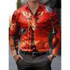 Neues schwarzes Hintergrund 3D rotes Spinnennetz-Aufdruck Herren Langarmshirt trendiger Streetstyle Freizeithemd