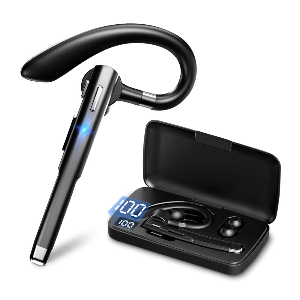 

Meisei Bluetooth 5.3 Headset, Single Ear Wireless Earbuds, Ambidextrous Earphones, Ear-Hook Business Headset, Noise Cancelling, Built-in Microphone,