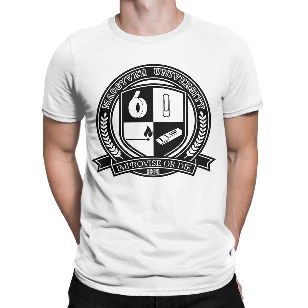 Men's Macgyver University V2 T Shirts Ingenuity Engineering Cotton Clothes Cool Short Sleeve O Neck Tees Plus Size T-Shirts
