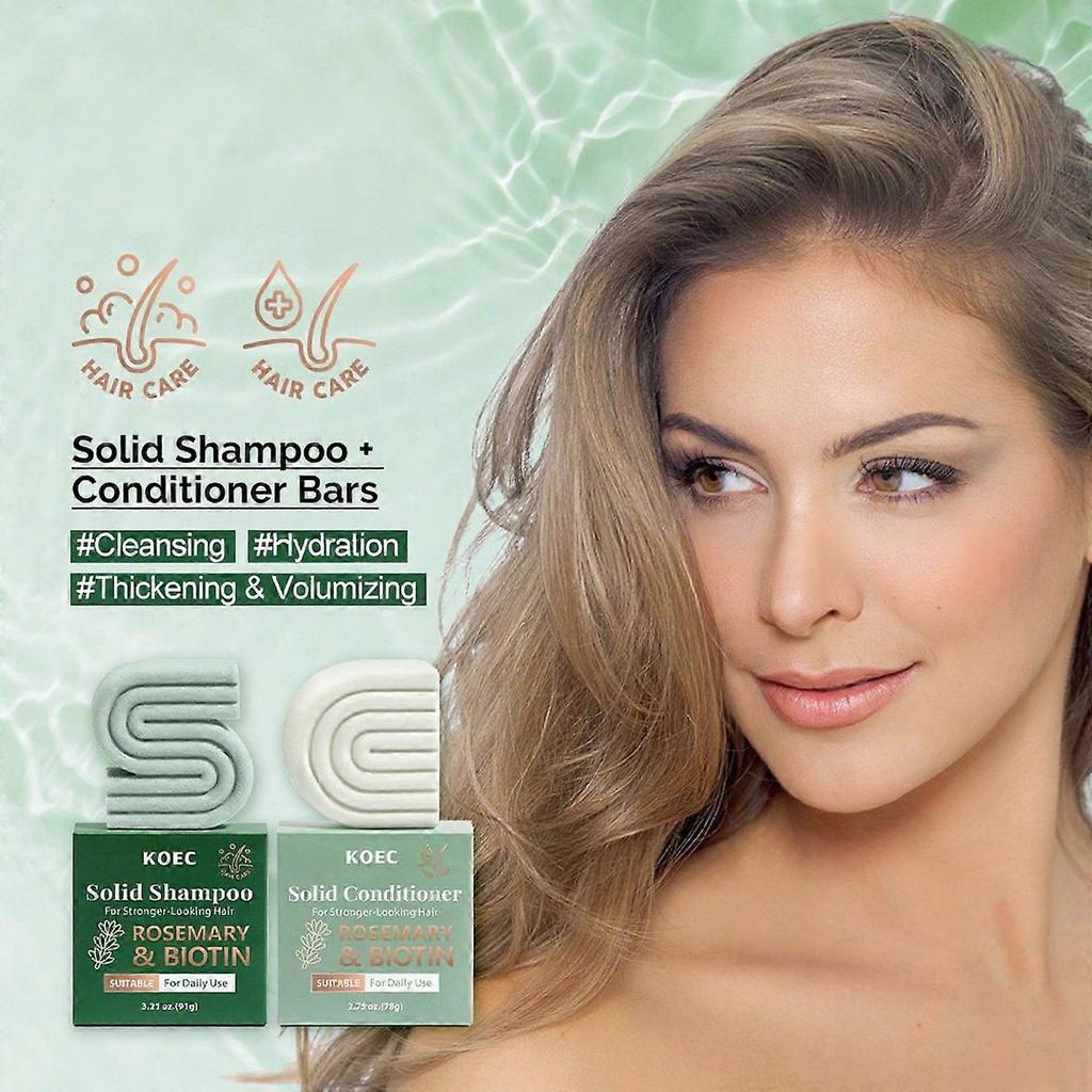 Rosemary & Biotin Shampoo and Conditioner Set - Strengthening, Thickening & Volumizing Shampoo, Conditioner Bar