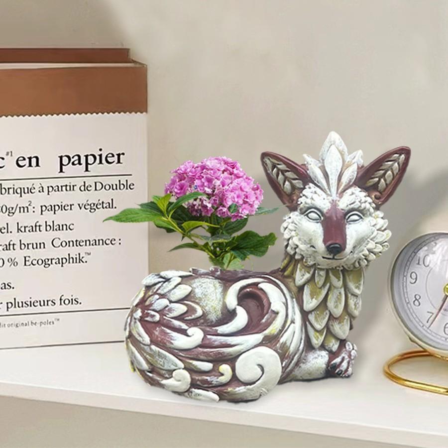 Adorable Resin Fox Planter For Succulents Beautiful Modern Garden Decor For Home
