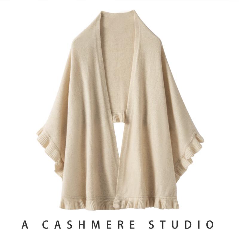 

Women s Knitted Cashmere Ruffle Shawl Cardigan