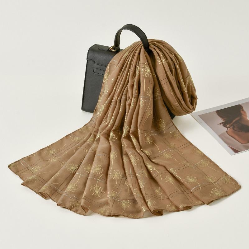 Spring and Autumn bronzing dandelion monochrome scarf women's models go out to travel and take pictures, good-looking fashion atmosphere shawl