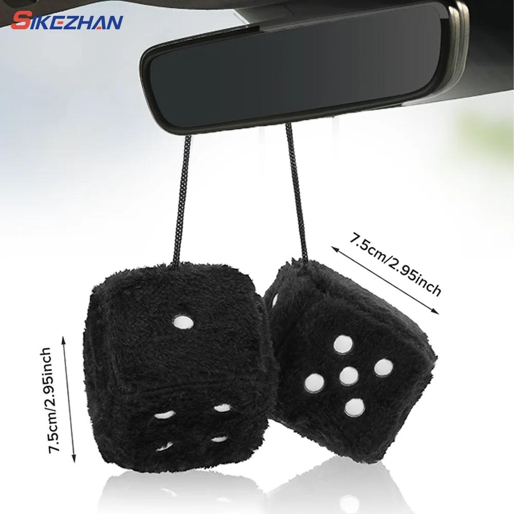 2pcs Plush Dice Toys Velvet Pendants Car Hanger With Suckers Stress Relief Squeeze Cube Fluffy Stuffed Decoration Eid Amagi