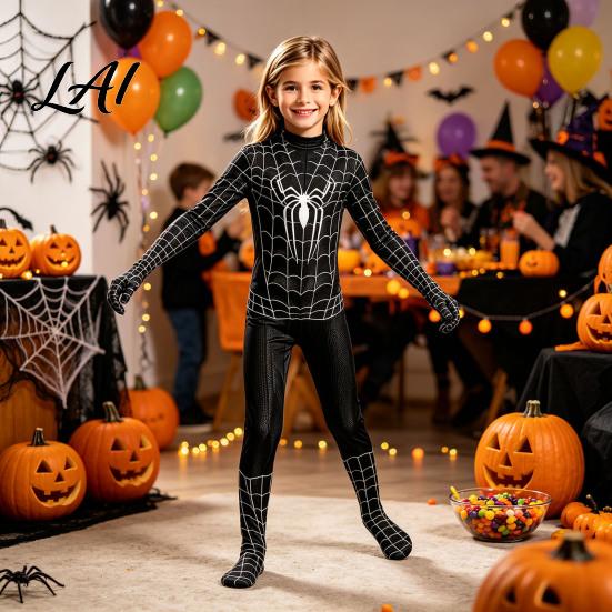 Full Body Costume Spider Hero Bodysuit with Mask Coverage Zentai for Boys Mask Kids Adults Stretchy Cosplay Outfit Fancy Dress Halloween Masquerade