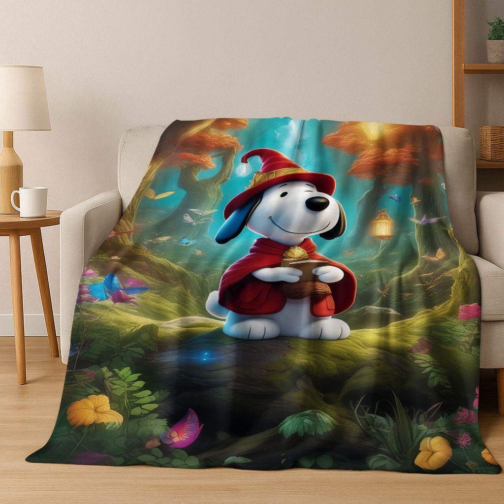 3D Cute Snoopy Dog Peanuts Art Cartoon Flannel Blanket,Cozy Soft Throw Blanket for Home Bedroom Bed Sofa Picnic Cover Gift Kids
