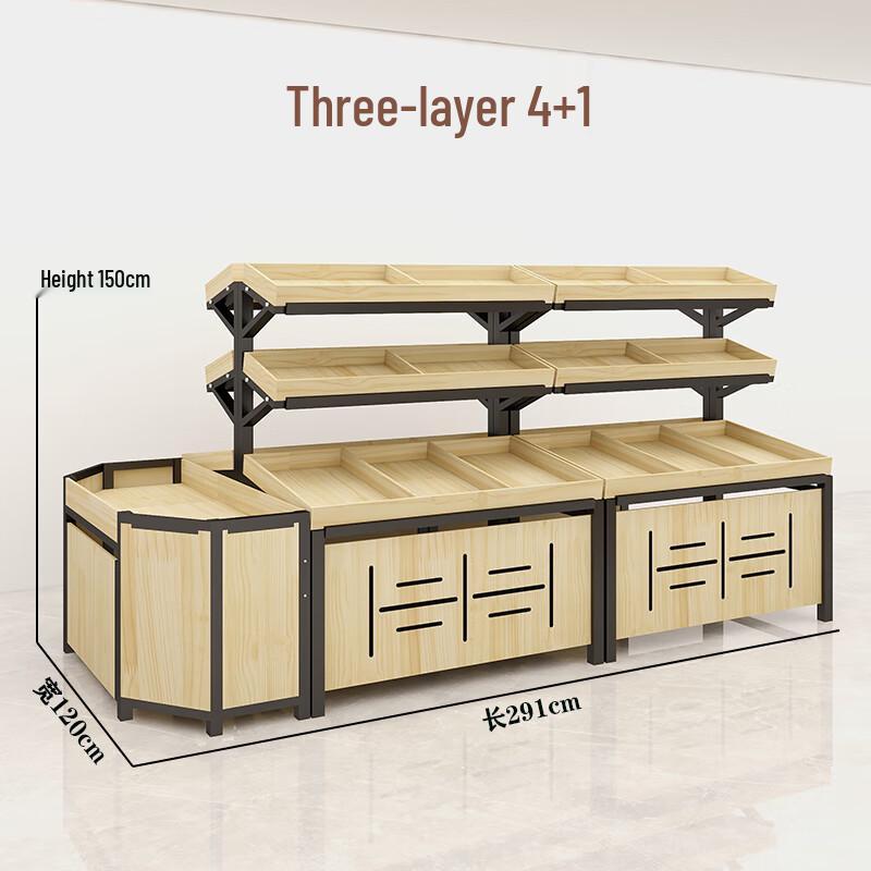 Miling Modern 3-Tier Steel-Wood Fruit Display Rack