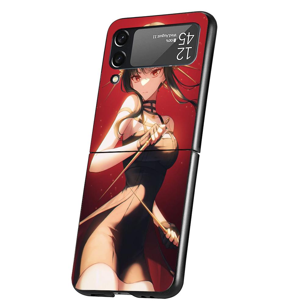 S-Spy Family Yor F-Forger Cover Phone Case For Samsung Galaxy Z Flip 7 6 5 4 3 5G Flip7 Flip6 Flip5 Flip4 Flip3 Black Fundas She