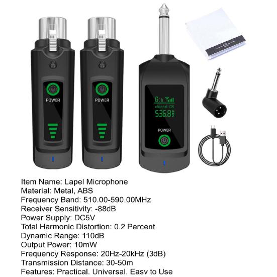 Wireless Lavalier Microphone Strong Anti-Interference Stable Audio Transmission Plug-Play Mini Microphone for Video Recording