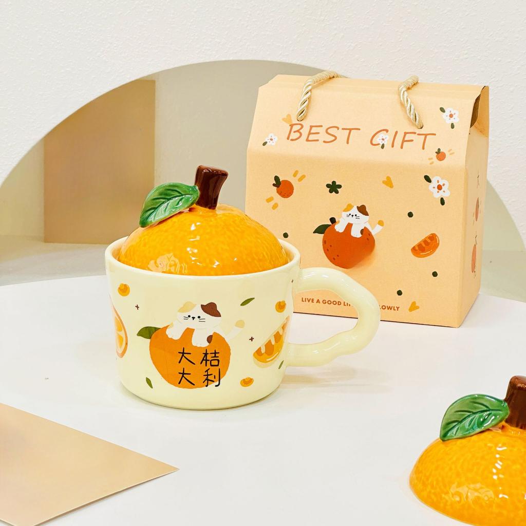 Cartoon Cat with Daji Dali Household Set Small Gift Box Souvenir Mug Large Capacity Ceramic Water Cup