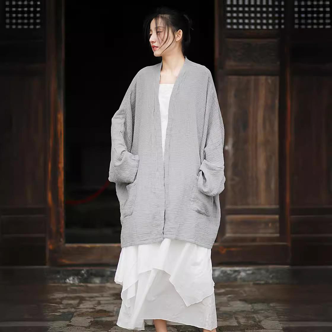 

Johnature Женские хлопковые рубашки топы V-образный вырез рукав летучая мышь однотонные весенние карманы свободные женские кардиганы блузки M чёрный