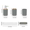 5pcsSimple Plastic Wash Bathroom Set with Bamboo Lid Toothbrush Holder Cup Soap Tray Soap Dispenser Kit Set Household Items Gift