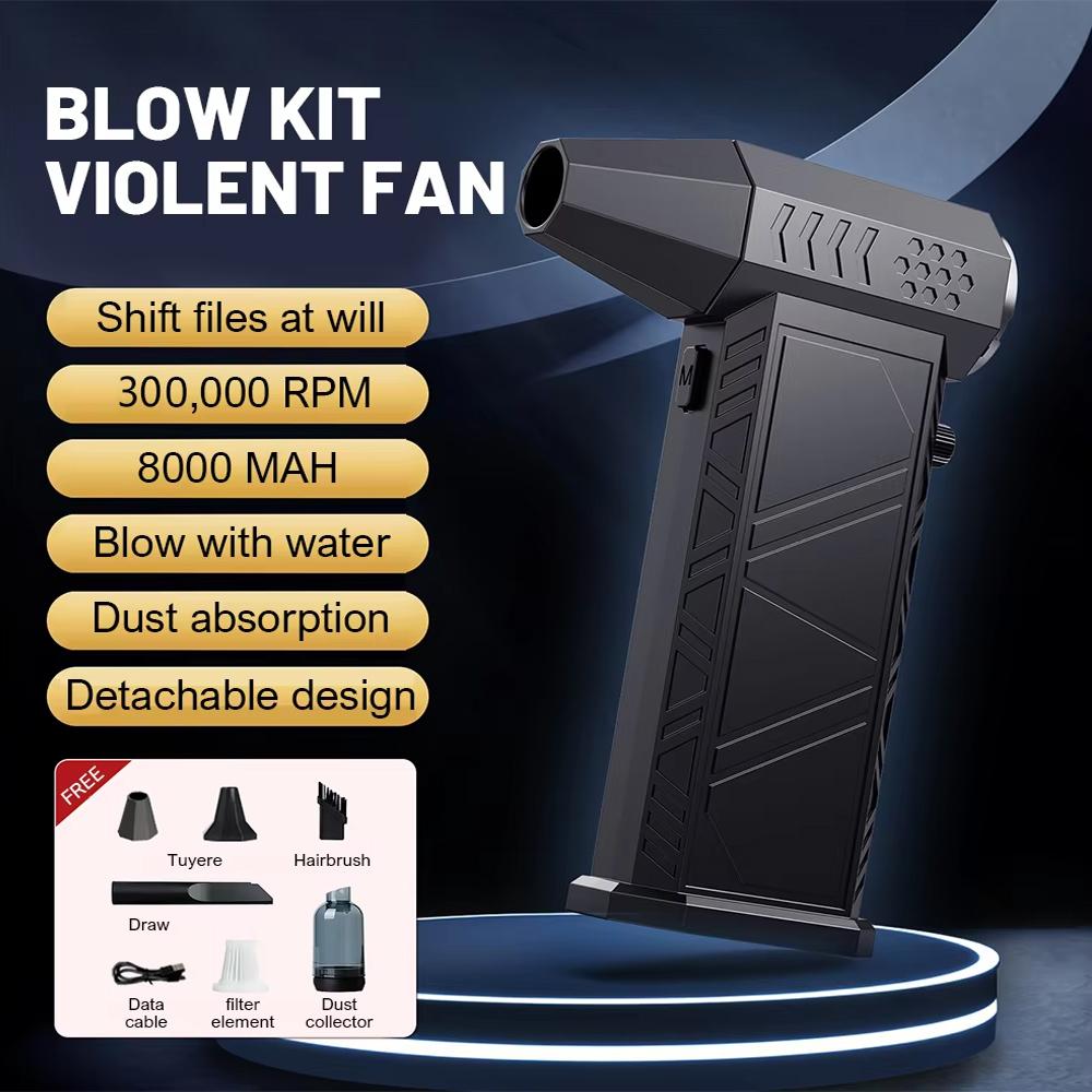 X9 Mini Handheld High-volume Fan 300000RPM Wind Speed 8000mAh Air Blower Turbo Jet Fan For Car Computer Cleaning Blower Tool